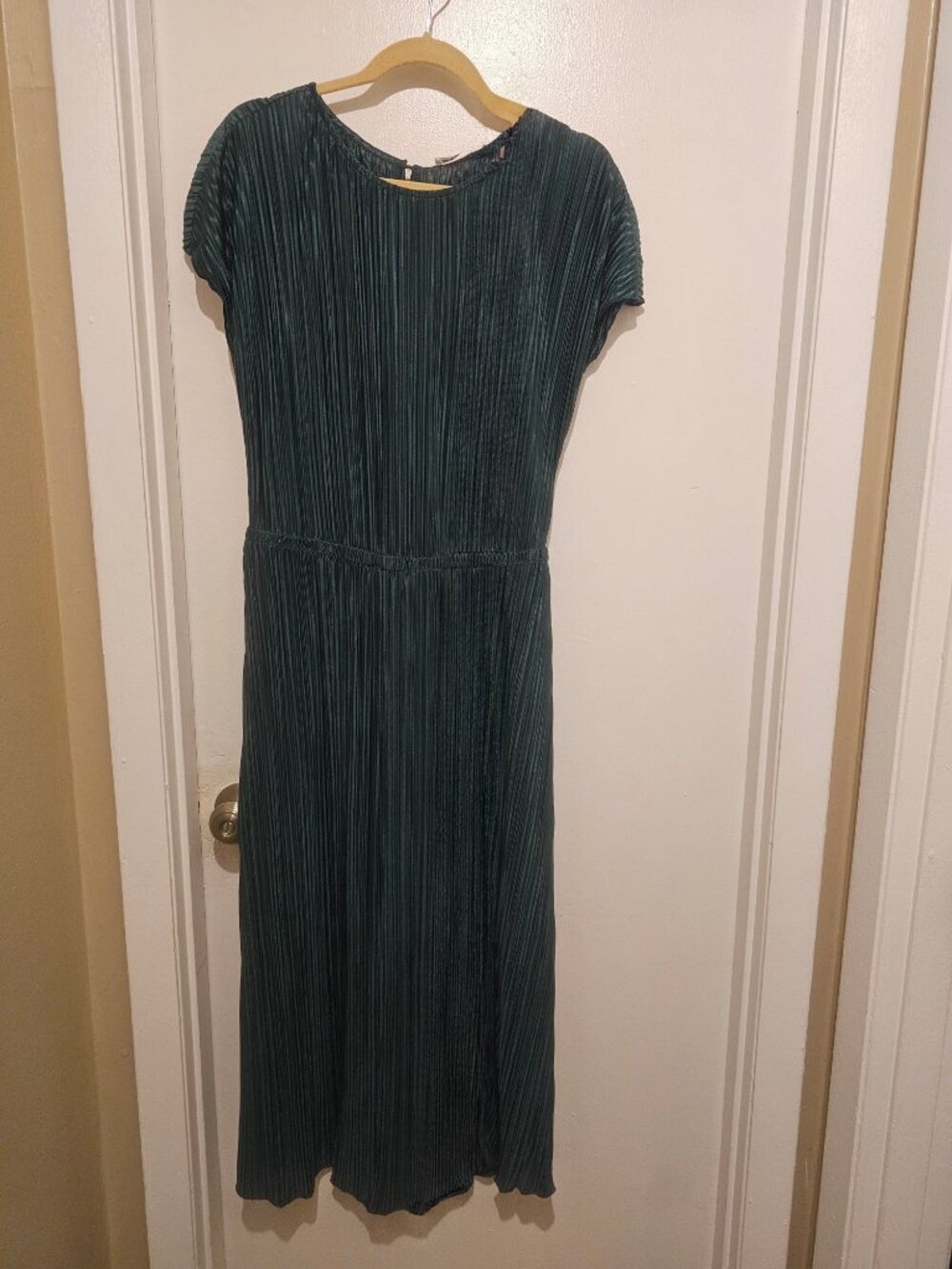 NWT ECOWISH Dark Green Pleated Maxi Dress Size Large